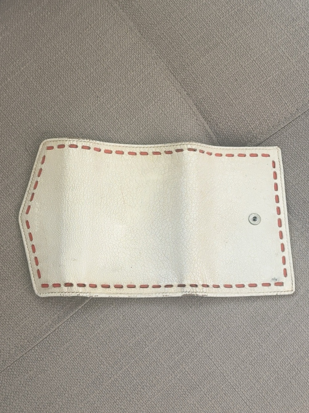 Prada Cream Soft Leather Wallet Pink Stitching